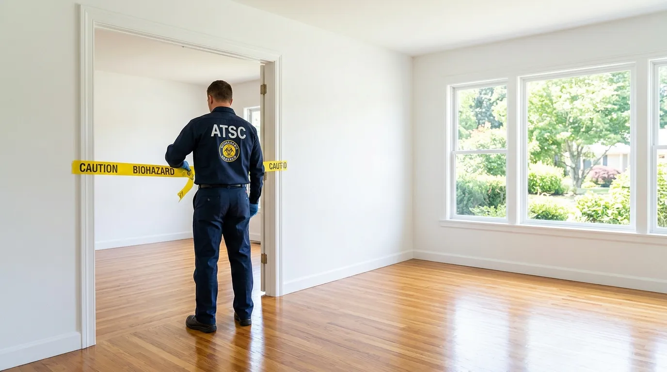 Certified biohazard cleanup crew performing Decomposition Cleanup in North Andover